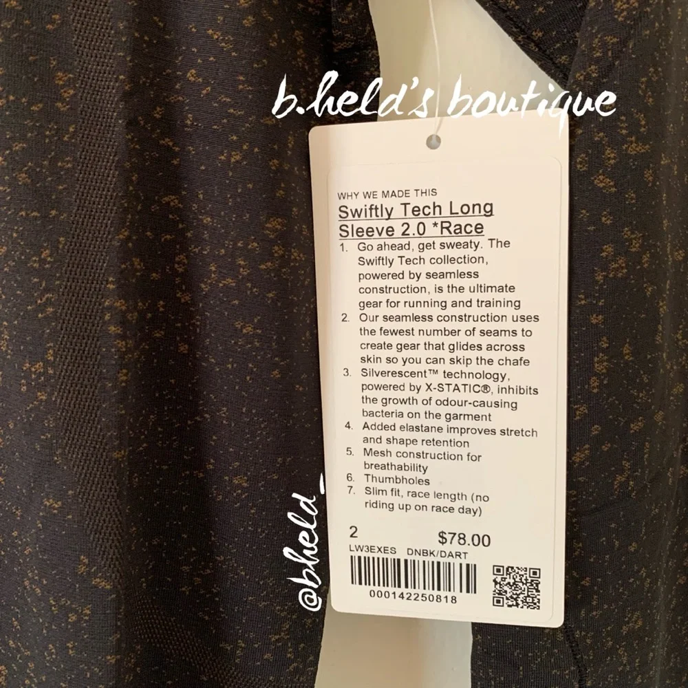 lululemon Swiftly Tech Long Sleeve Shirt 2.0 *Race Length Black Artifact Sz2 NWT - Picture 3 of 12